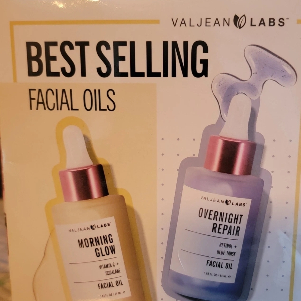 Valjean Labs Morning Glow facial Oil & Overnight Repair Facial Oil 1.83 oz each